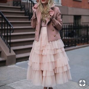 ASOS tulle layered pink midi skirt